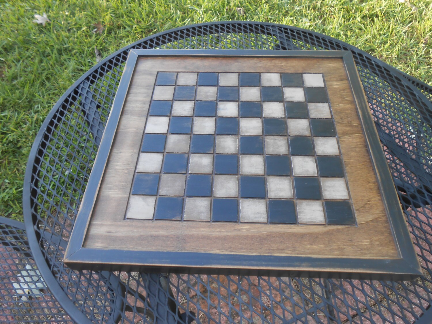 Wood Checkerboard Handmade-Black and White Wood | Etsy