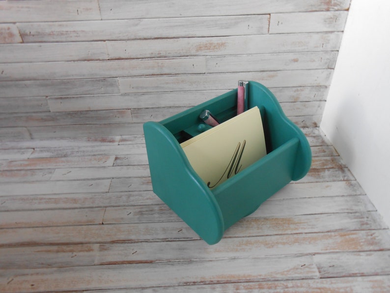Desk Organizer Mail And Bill Holder Caddy Painted Memo Lazy Susan