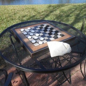 Wood Checkerboard- Handmade-black and White Wood Checkerboard ...