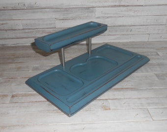 Upcycled Wood Valet: Teal Distressed Dresser Organizer