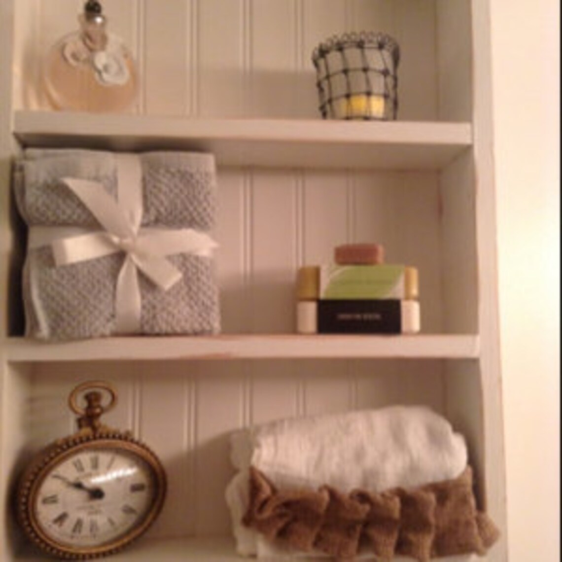 White Beadboard Shelf Farmhouse Shelf White Distressed Etsy