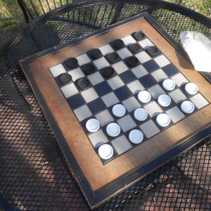 Wood Checkerboard- Handmade-black and White Wood Checkerboard ...