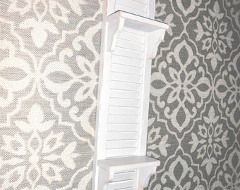 Gray Distressed Shutter Shelf: Vintage Farmhouse Wall Display
