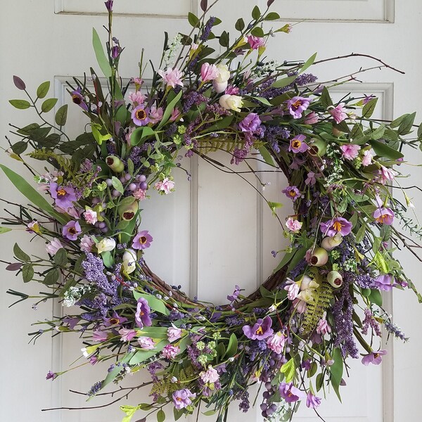 Spring wreaths, summer wreaths, rustic wreath, farmhouse wreath, front door wreath, spring decoration, summer door decor, spring door wreath