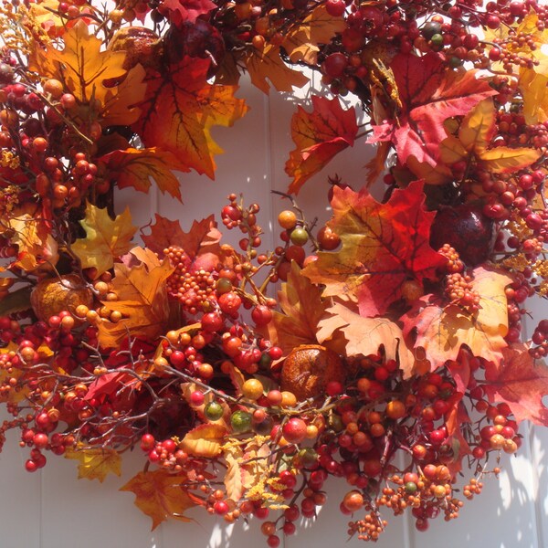 Fall wreath, autumn wreath, fall door wreath, fall door decoration, fall decoration, outdoor wreath, front door wreath, Thanksgiving wreath