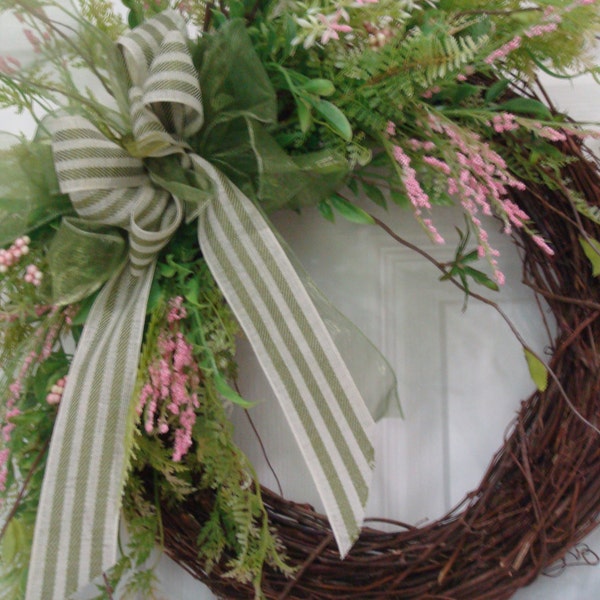 Valentine wreath, valentine decoration,   spring wreath, spring decoration,  front door wreath, outdoor wreath,  cottage wreath, pink wreath