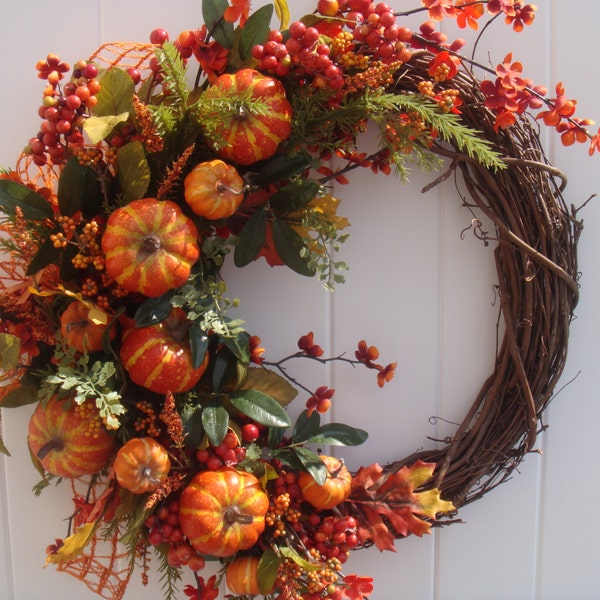 Fall wreath, autumn wreath, front door wreath, door wreath, wreath, pumpkin wreath