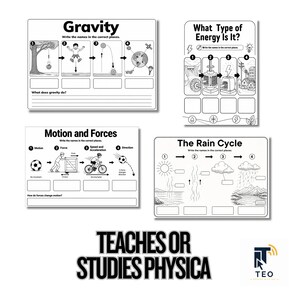 Physics Science Worksheet Bundle, Elementary Learning Activities (Printable)