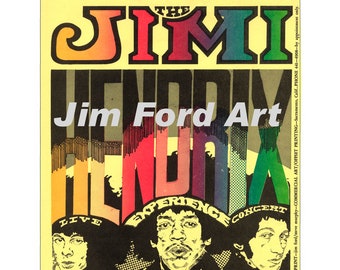Jim Hendrix, 1968 Rock Art Concert Poster, Sacramento, California