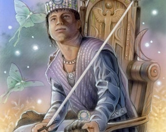 Original The King of Swords Tarot Card Framed Art Painting