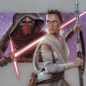 Rey and Kylo Ren Signed 11x14 Print