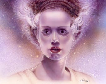 Lámina firmada de La novia de Frankenstein, tamaño 11x14.