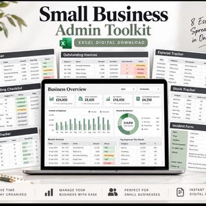 Modèle Excel pour la gestion administrative des petites entreprises | Suivi des factures, des dépenses, des stocks et du personnel |