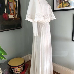 Vintage Edwardian white linen dress with cape all hand embroidered image 8