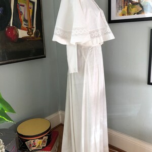 Vintage Edwardian white linen dress with cape all hand embroidered image 3