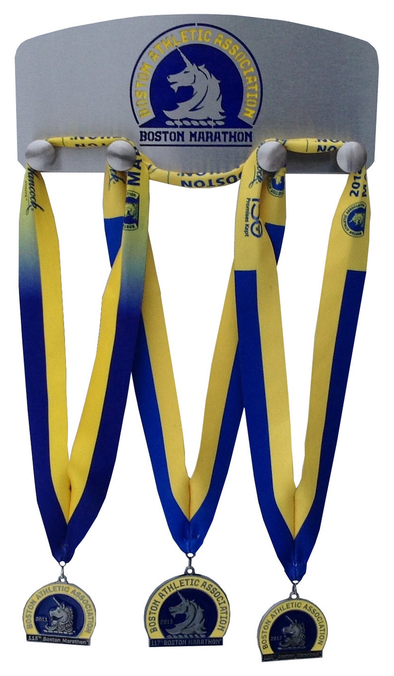 Boston Marathon Official Medal Display by Blue Diamond Etsy