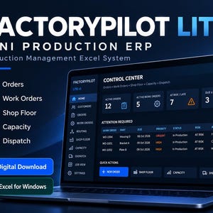 Sistema Excel para Gestão de Produção | Mini ERP para Pequenas Empresas | Rastreamento de Ordens de Produção, Capacidade e Expedição