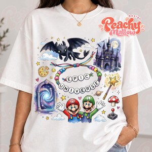 Epic Universe. PNG, Mario Luigi Toothless Castle Design, Theme Park PNG, Fantasy Gaming Shirt Design Digital Download