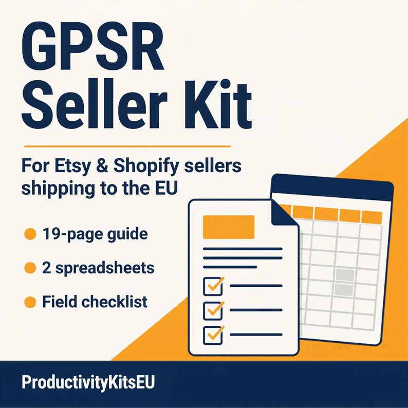 GPSR-nalevingskit voor Amerikaanse en Britse Etsy-verkopers die naar Europa verzenden – Sjabloon voor productveiligheidsinformatie, risicobeoordeling, checklist afbeelding 1
