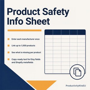 GPSR-nalevingskit voor Amerikaanse en Britse Etsy-verkopers die naar Europa verzenden – Sjabloon voor productveiligheidsinformatie, risicobeoordeling, checklist afbeelding 3