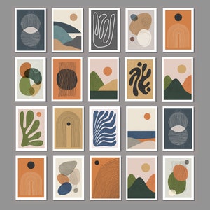 Mid Century Modern Abstract Notecards: Blank Inside, Kraft Envelopes