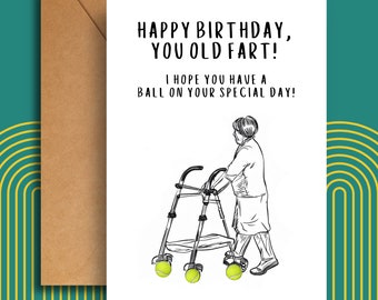 Funny Birthday Card/Happy Birthday Card/Over the Hill Card/Funny Old Age Card/Silly Birthday Card/Unique Birthday Card/Mom/Grandma/Woman