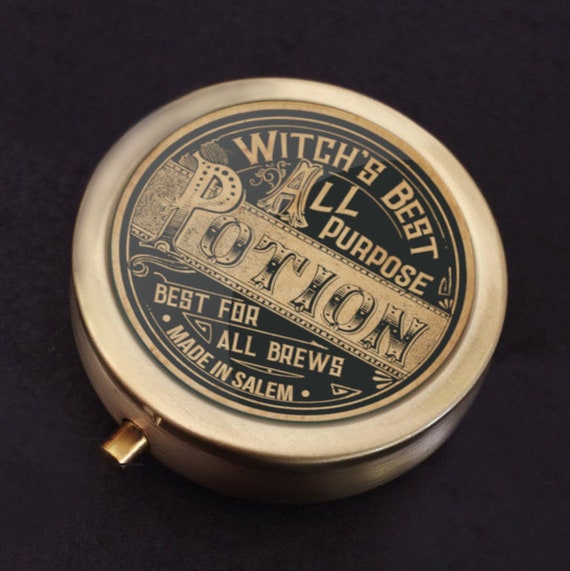 PILL BOX Witch's Potion/Funny Pill Box/Medication Storage/Vitamin  Holder/SMALL Travel Size Pill Box/1.9 Diameter/Metal Pill Box/Metal Box