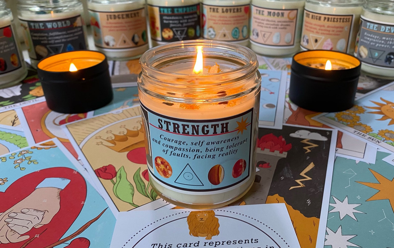 Tarot Card Candles with Crystals/Tarot Candles/Healing Etsy