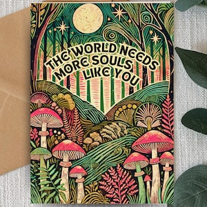 Friendship Card/Mushroom Card/Thank You Card/Sentimental Card/Sweet Card/Thinking of You/Best Friends Card/Colorful/Unique/For Her Him/Blank