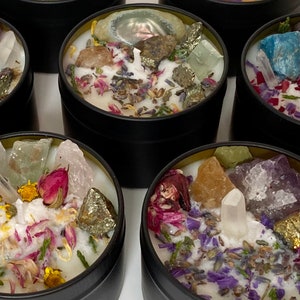 Crystal Candles With Flowers/intention Candles/friendship Candle/love ...