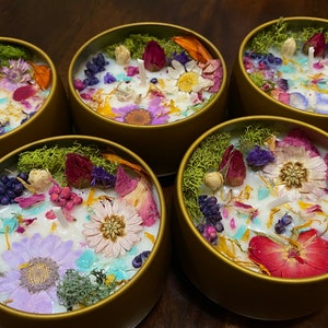 Garden Delight Floral Candles/Candle with Flowers/Colorful Candle/Unique Candle/Soy Candle/Scented Candle/Candle Gift/Candle with Lid image 5