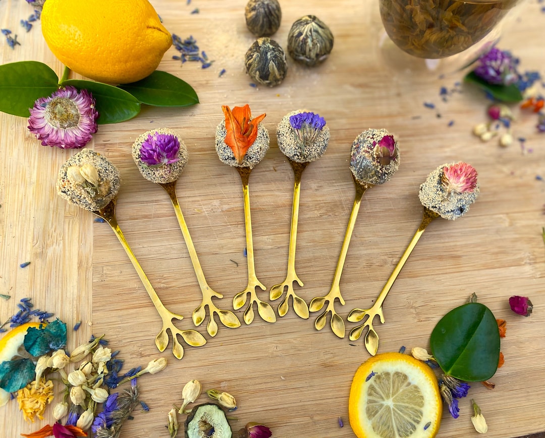 Honey Bathed Blooming Tea Ball on a Spoon/gift for Tea Lover/herbal Tea