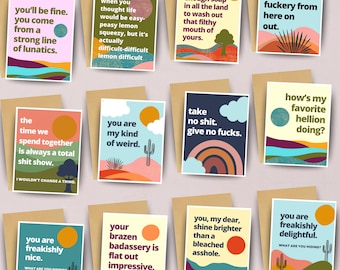 Funny Blank Cards Set: Snarky, Sarcastic, Irreverent Notecards for Laughs