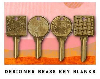 Large Key Blanks/XL Ornate Brass Key Blanks/Hotel Key/Bronze Keys/Unique Keys/Designer Keys/New Home Owner Gift/KW1 or SC1/Keys with Designs