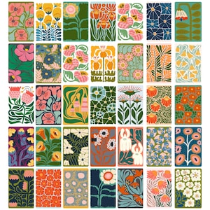 May include: A set of 36 colorful floral illustrations, each featuring a unique arrangement of flowers and leaves. The illustrations are arranged in a grid pattern and are perfect for crafting, scrapbooking, or digital design.