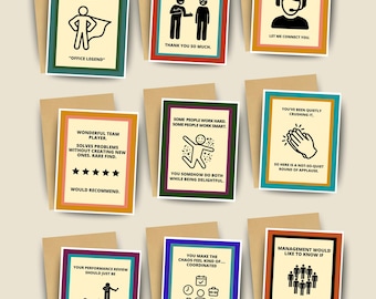 Clean Office Notecard Set - Workplace Safe Humor, Encouragement, Appreciation, Leadership Cards, Professional Coworkers, Employees