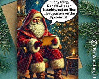 Funny Anti-Trump Epstein List Christmas Card:  Democrat Liberal Greeting (5x7)
