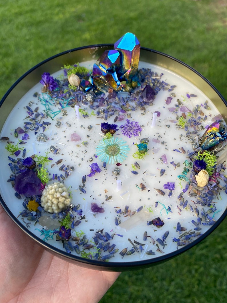 BULK Large Candle With Crystals/amethyst/floral Candle/wedding Etsy