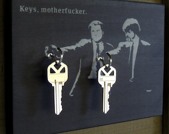 KEY HOLDER "Keys Motherf*cker" Key Holder Wood Mounted Wall Art. 2 Sizes Available PERSONALIZE. Without text too!