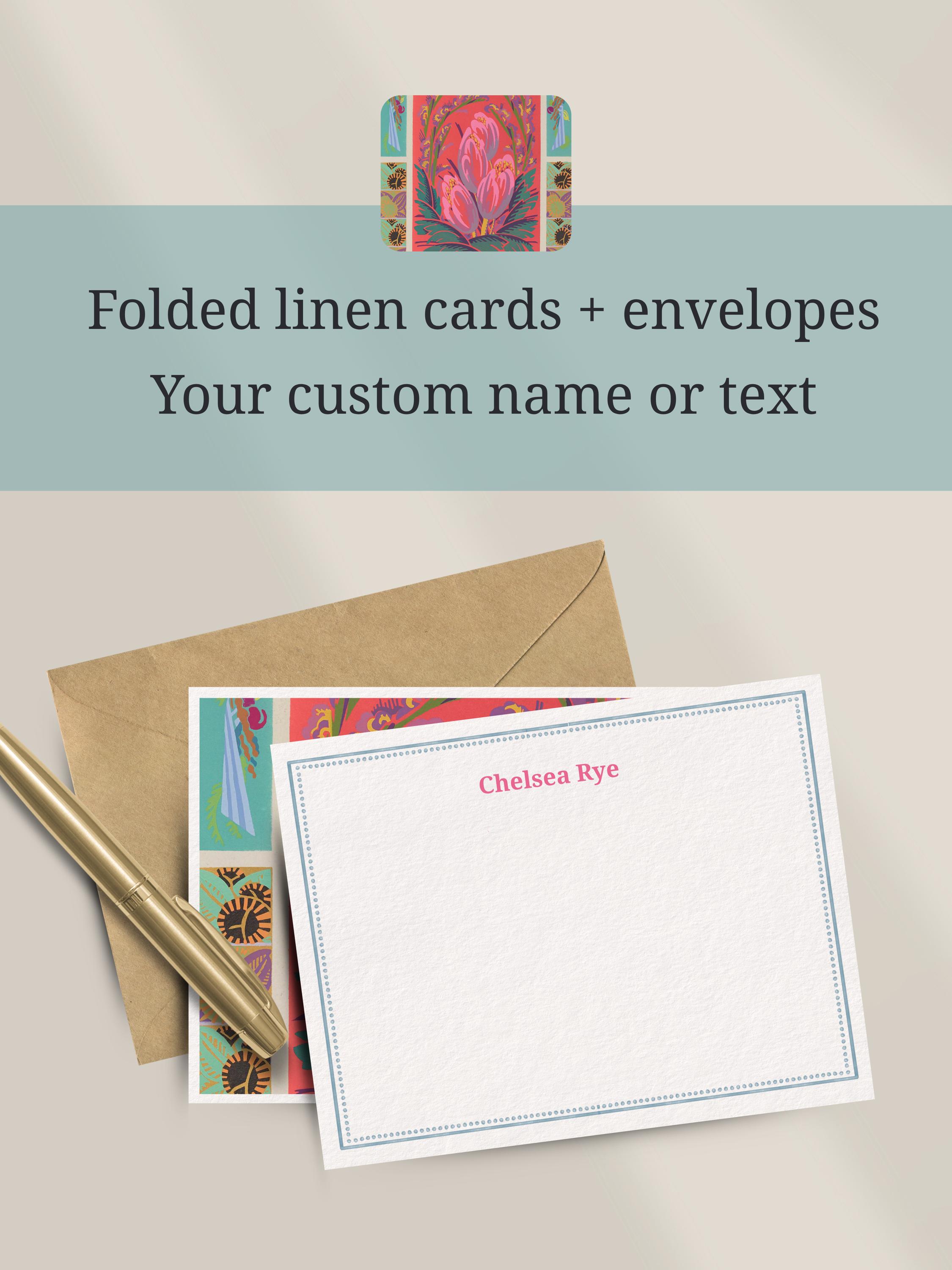 Personalized Pink Floral Stationery Set Custom Art Deco Note Cards With ...