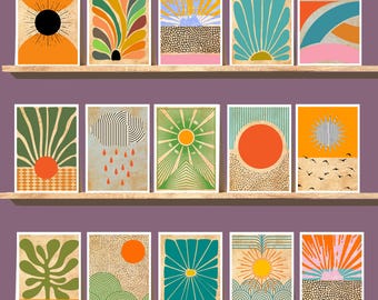 Abstract Floral Notecards with Kraft Envelopes: Cheerful Stationery Set - Blank Inside