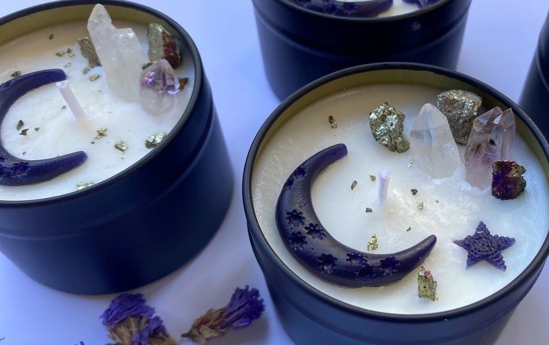 Candle Crescent Moon/intention Candles With Etsy