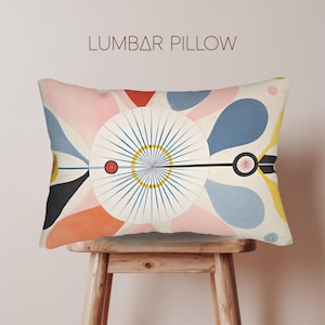 Abstract Accent Pillow/Lumbar Pillow/Orange/Pink/Blue/Yellow/Red/Mid Century Modern Throw Pillow/Couch/Bed/Throw Pillow/20 &quot;x 14&quot;/Decorative