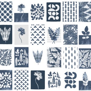 Blue and White Cards/Blue Note Card Set with Envelopes/Thank You/Blank Card/Classy/Minimalist/Abstract Greeting/Greek/Floral/Pressed Flower