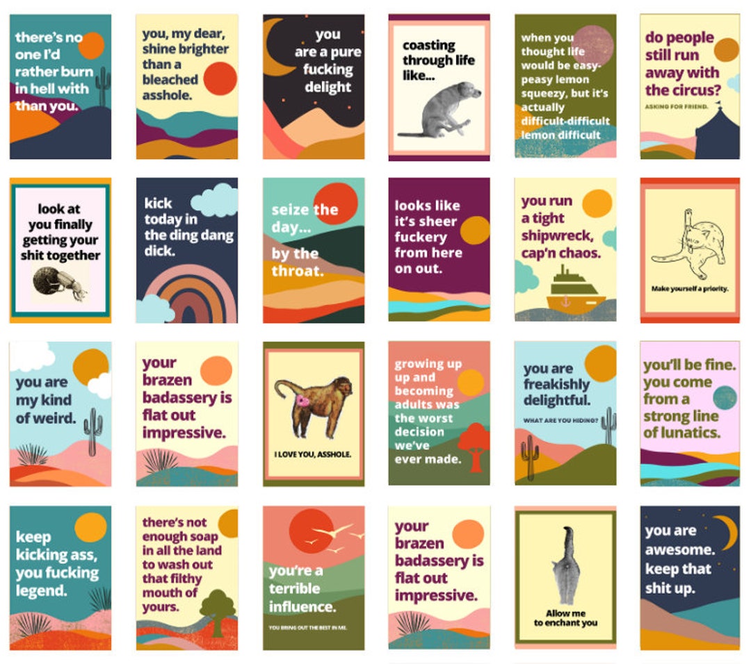 Funny Sarcastic Cards Set: Quirky Friendship Cards With Envelopes - Etsy