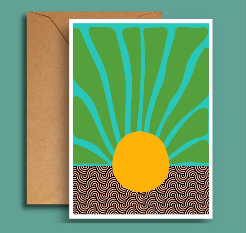 Abstract Floral Notecards With Envelopes: Mid-century Modern Stationery ...