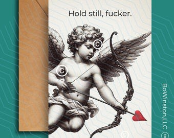 Funny Valentine&#39;s Day Card: Cupid Swear Card - Blank Inside