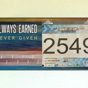 Race Medal and Bib Holder: Wood Runner Gift, Custom Medal Organizer