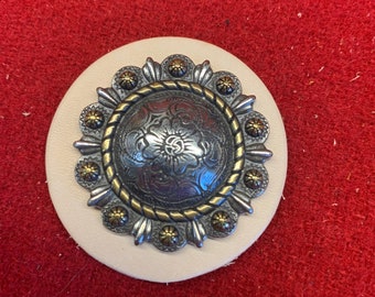 Roped Berry Round Concho - Antique Silver and Gold Plate 1 1/2"