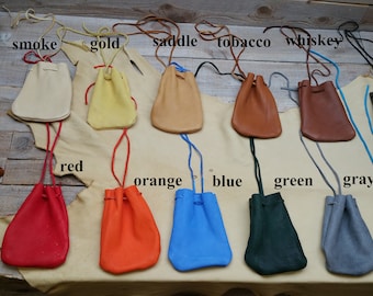 Deerskin leather medium medicine pouch / soft & supple / marble or dice bag C-9